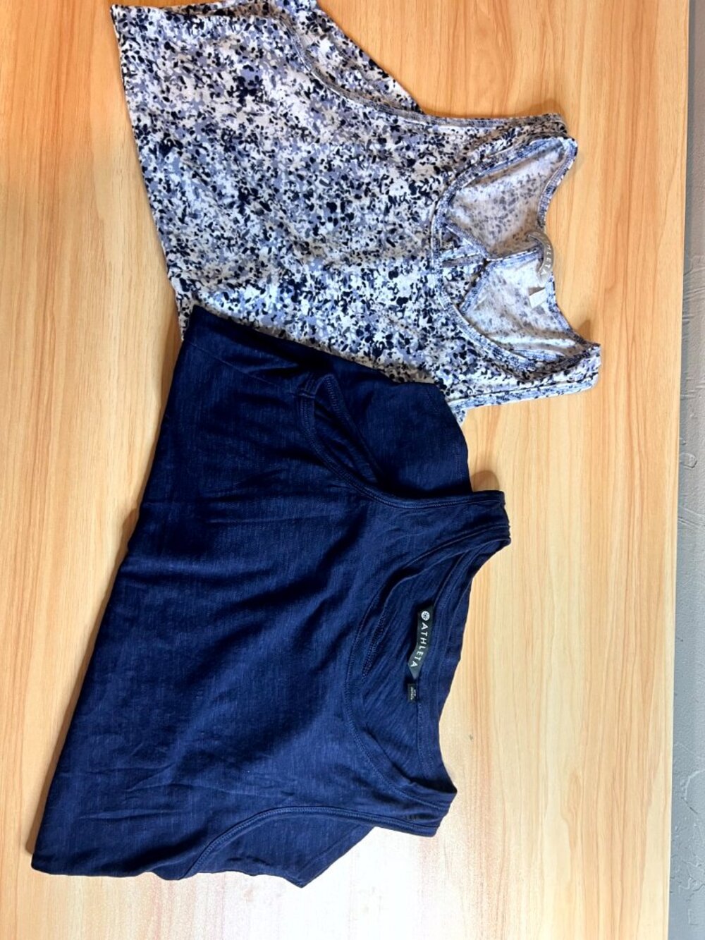 Athleta Navy Solid Tank and Athleta Blue-White Speckled Tank